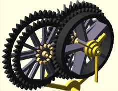 Clock Script For Reduced Friction (4 Gears, 2 Shafts) 3D Printer Model