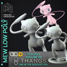 Mew – Pokemon – Low Poly Fan Art 3D Printer Model