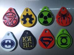 Collection Keychains Logos Super Heroes 3D Printer Model