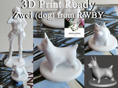 3D PRINT READY!! Zwei (dog) From RWBY 3D Printer Model