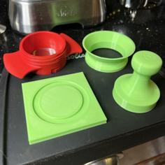 Cafflano Kompresso Dosing Funnel, Tamper And Tamping Base 3D Printer Model