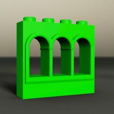 Castle Window Triple Arch 3D Printer Model