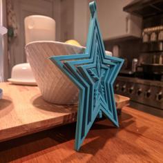 Spinning Stars Snowflake Ornament (print In Place) 3D Printer Model