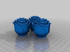 3 X Roses With Stand 3D Printer Model