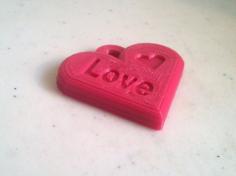 Valentines Love Heart Pendant 3D Printer Model