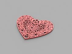 Heart Pendant (ornate) – Valentine’s Day 3D Printer Model