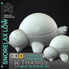 Snorelax – Low Poly – Fan Art – Pokemon 3D Printer Model