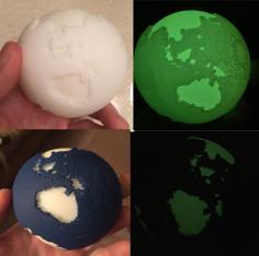 Glow In The Dark Continents Globe 3D Printer Model