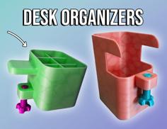 Clamp-on Desk Organizers – Pen Holder & Trash Bin 3D Printer Model