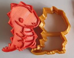 Cute Dino Cookie Cutter And Stamp 3D Printer Model