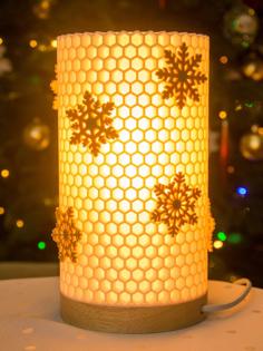 Snowflakes Add-on For The Honeycomb Lamp Shade 3D Printer Model