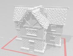 Medieval House (T Shaped Bricked Wide Version) 3D Printer Model