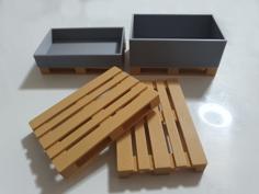 Container Box Low, For Euro Pallet EPAL, V1, 120x80x20mm, 1:10 Correct Size 3D Printer Model