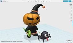 Pumpkin Wizard & Spider Figure 3D Printer Model