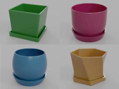 Pots With Trays And Drainage 3D Printer Model