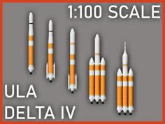 1:100 Scale ULA Delta IV 3D Printer Model