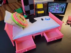 Doll Bed – Ultimate Barbie Bed With 4 Drawers 3D Printer Model