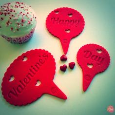 Hearts & Kiss Coffee Decoration Templates (Valentine’s Day Collection) 3D Printer Model