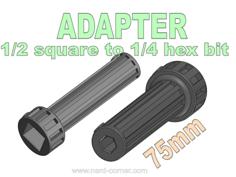 Adapter 1/2 Square To 1/4 Hex Bit 75mm 3D Printer Model