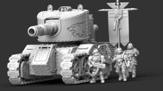 Heavy Steam Tank “Svarog” + 2 Turrets 3D Printer Model