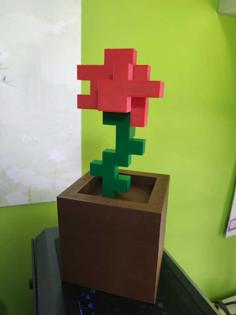 Minecraft Rose In A Pot 3D Printer Model