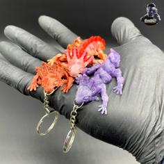 Cute Axolotl Keychain – Articulated – Print In Place – No Supports 3D Printer Model