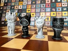 Art Toy Chess Set (No Supports) 3D Printer Model