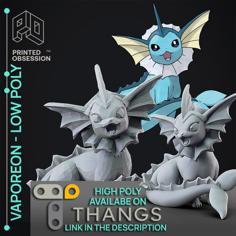 Vaporeon – Pokemon – Low Poly Fan Art 3D Printer Model