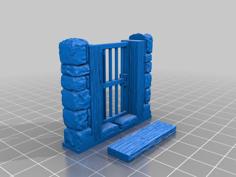 D&D Dungeon Stone Openning Wooden Door (working Hinge) 3D Printer Model