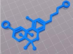 Marijuana THC Molecule Necklace Pendant 3D Printer Model