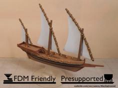 Xebec Sailing Ship Gaming Miniature Compatible With DnD Spelljammer 3D Printer Model