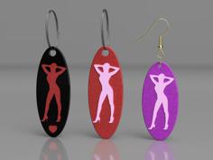 Silhouette Woman Earrings Keychain 3D Printer Model