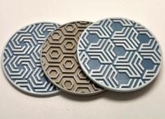 Hex Pattern Coasters With Drip Ring 3D Printer Model