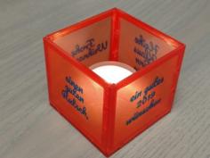 Pluggable Tea Light Candle, Customizable Text 3D Printer Model