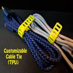 Customizable (Clip-on) Cable Tie (TPU) 3D Printer Model