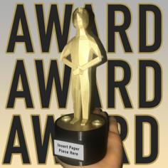 Low Poly Award (Oscar Alike) – 4 Easy Parts Print 3D Printer Model