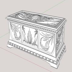 Antique Style Carved Wood Chest Or Box 3D Printer Model