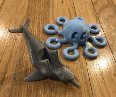 Dolphin Tape Dispenser And Octopus Expo-Marker Holder 3D Printer Model