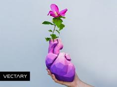 Low Poly Heart Vase 3D Printer Model