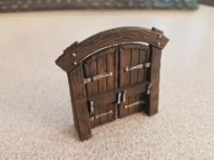 Wood Dungeon Door With Bar – Hinged 3D Printer Model