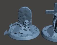 28mm Undead Skeleton Warrior – Climbing Out Of Grave 1 3D Printer Model