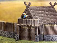 Fantasy Viking Palisade Gate (28mm) 3D Printer Model