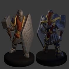 Dwarf Fighter/Paladin Miniature 3D Printer Model