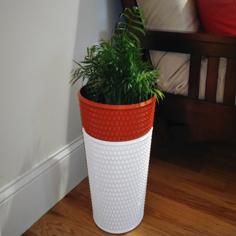 Extra Large Knurled Self Watering Planter Pot Vase 3D Printer Model