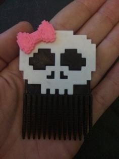 8 Bit Skull Hair Comb 3D Printer Model