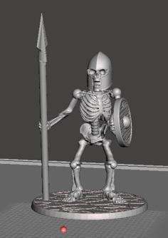 28mm Skeleton Warrior With Spear And Shield 3D Printer Model