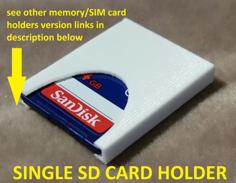 Single SD Memory Card Holder 3D Printer Model