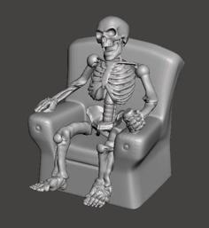 FWW – Fallout Wasteland Warfare Skeleton In Chair, Watching The World Burn 3D Printer Model