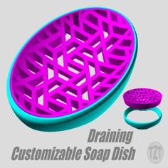 Customizable Draining Soap Dish With Decorative Insert 3D Printer Model