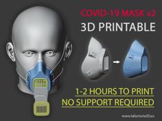 COVID-19 MASK V2 (Fast Print, No Support, Filter Required) 3D Printer Model